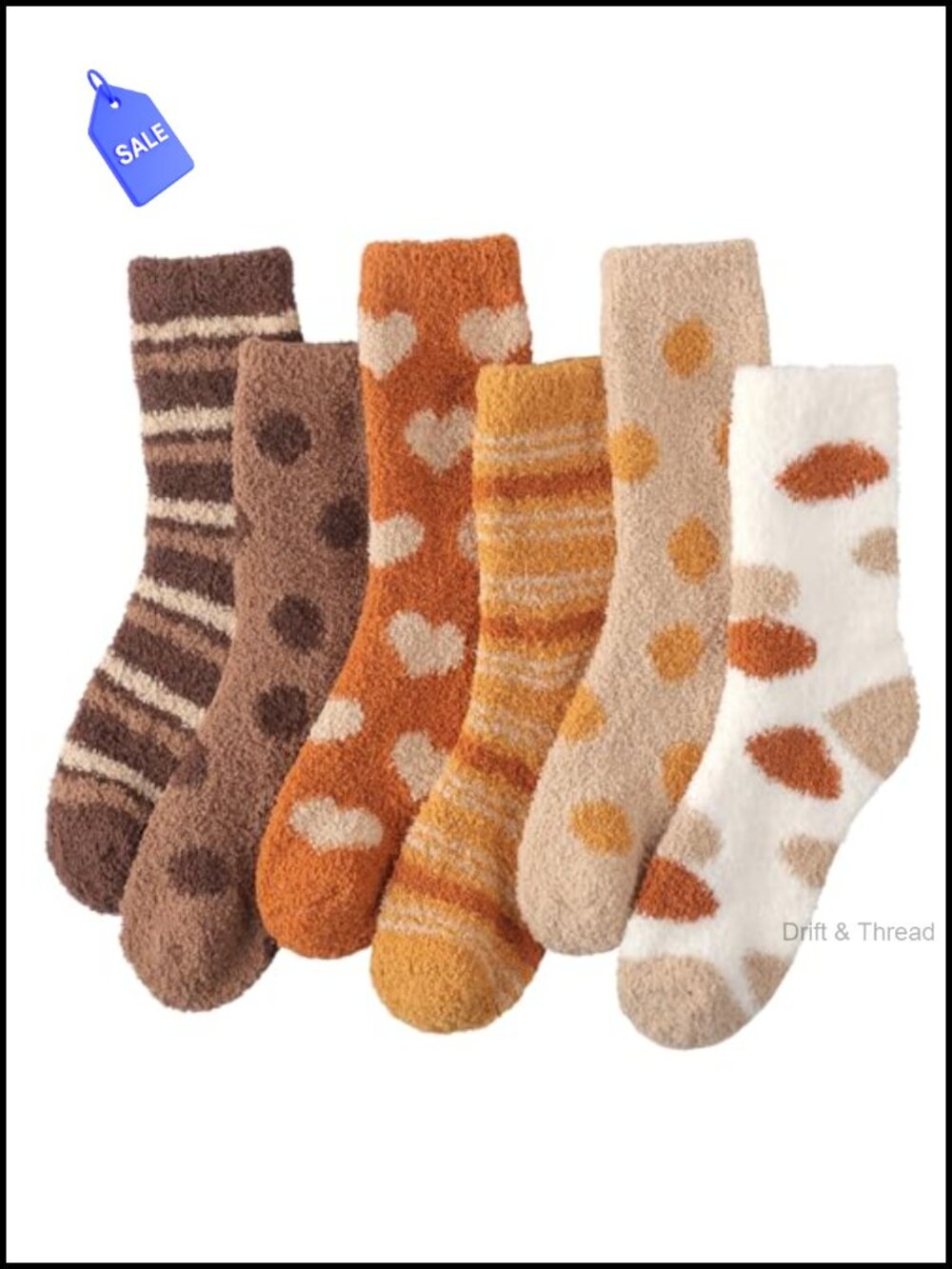 Fuzzy Slipper Socks for Women 6 Pairs Cozy Plush Winter Warm Sleep